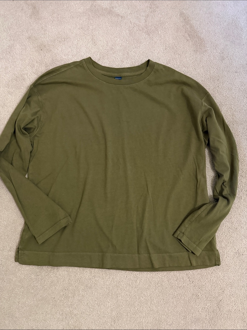 Women’s Olive Green Long-Sleeve Crew Neck Shirt